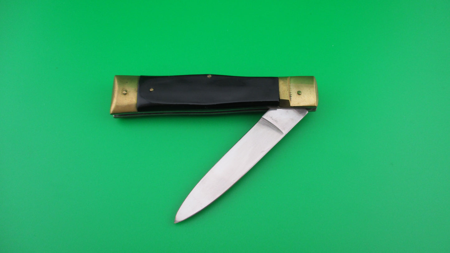 MESA ROSTFREI 19cm Lever release Black & Brass automatic knife