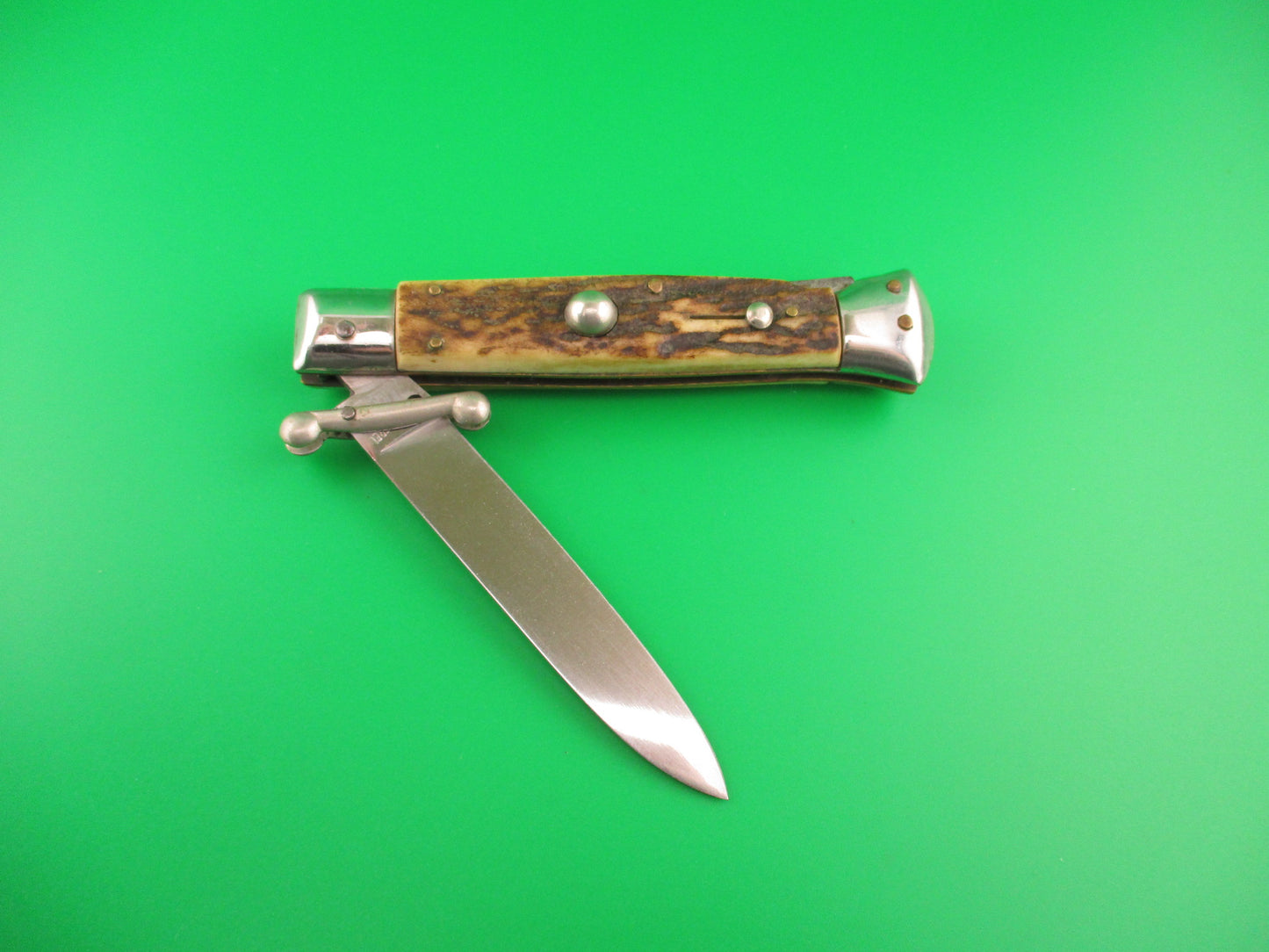 ROSTFREI (slant) 19cm Italian Swing guard Stag vintage lockback automatic knife