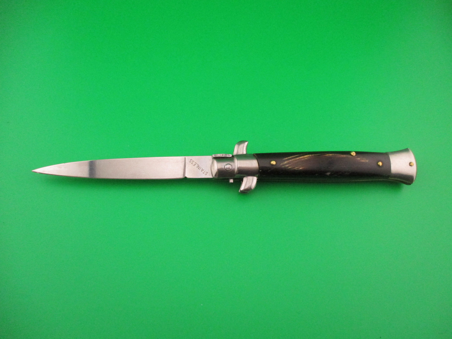 STAINLESS (slant) UD96A000103 PATENT 23cm Italian Stiletto bolster release switchblade