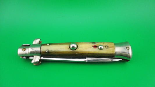 z CORICAMA 20cm Italian Picklock Horn Red Dot safety switchblade knife