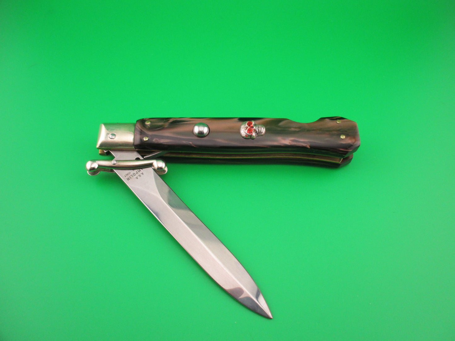 AGA CAMPOLIN MANIAGO ITALY 23cm Italian Swing Guard Dagger w Skull automatic