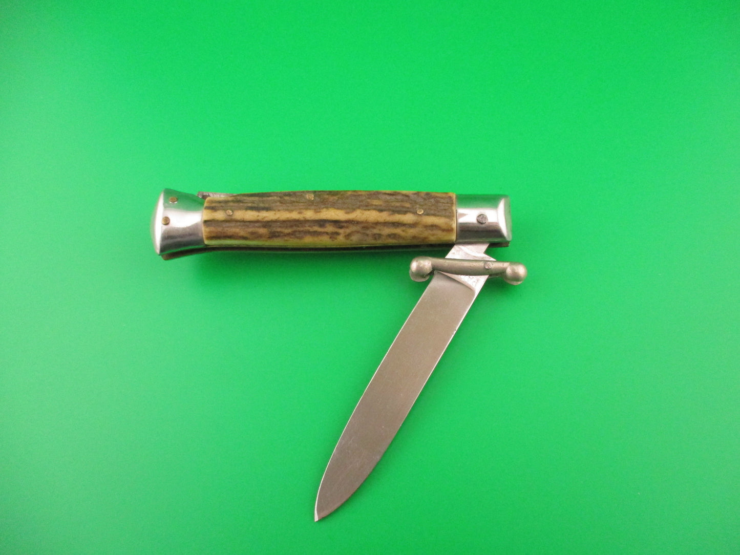ROSTFREI (slant) 19cm Italian Swing guard Stag vintage lockback automatic knife