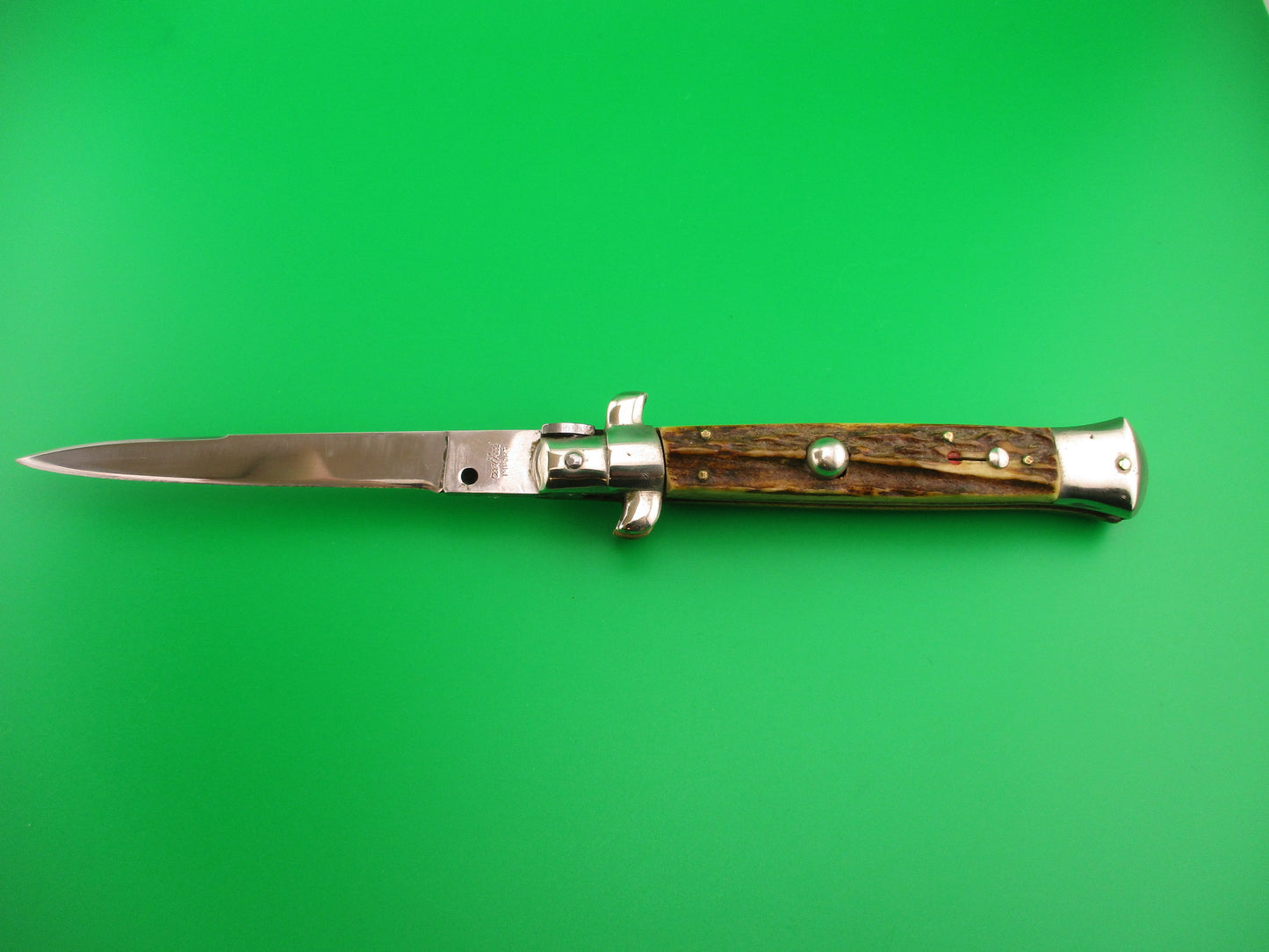 Rostfrei IMPORT 23cm Italian Transitional Stag stiletto switchblade knife
