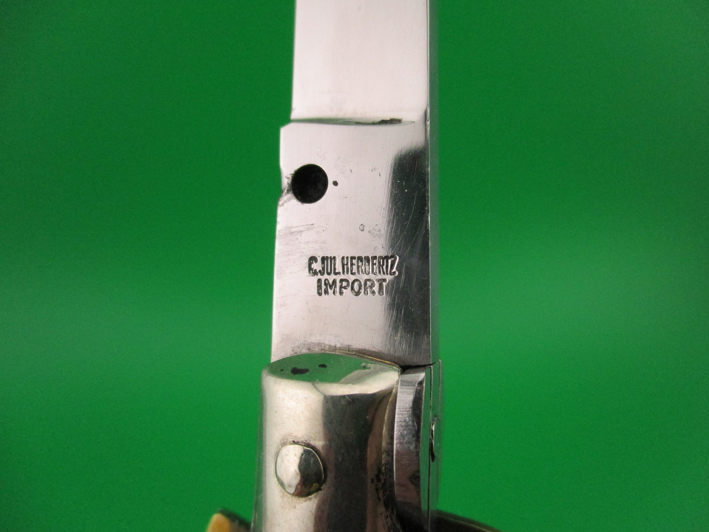 C. Jul Herbertz IMPORT 23cm Italian Transitional Stiletto horn switchblade knife NOS