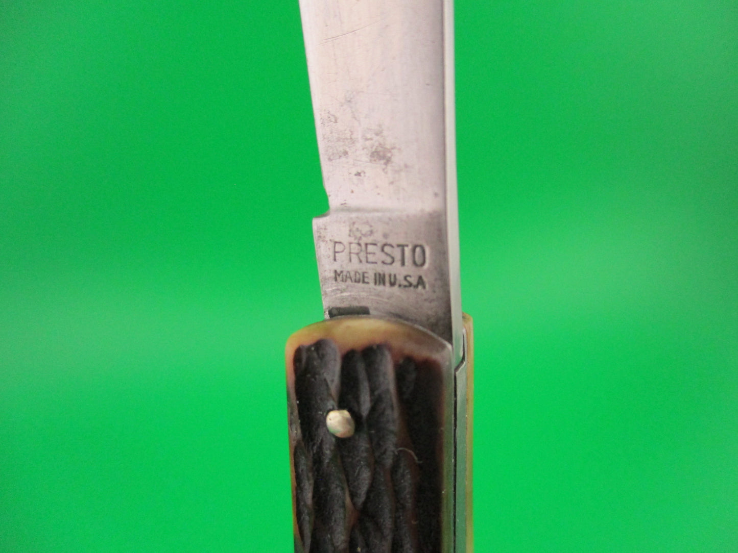 PRESTO #6000S Fishtail Jigged Bone scales Vintage switchblade knife