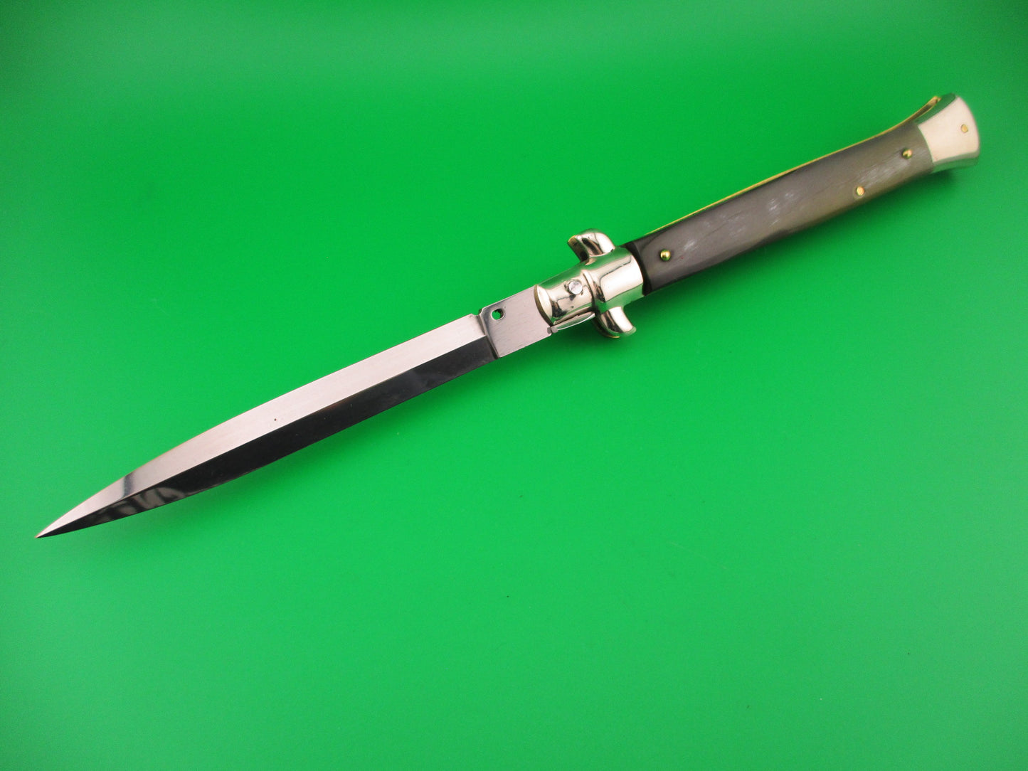 FRANK B ITALY 28cm Italian Picklock Stiletto Dagger Horn Red dot automatic knife