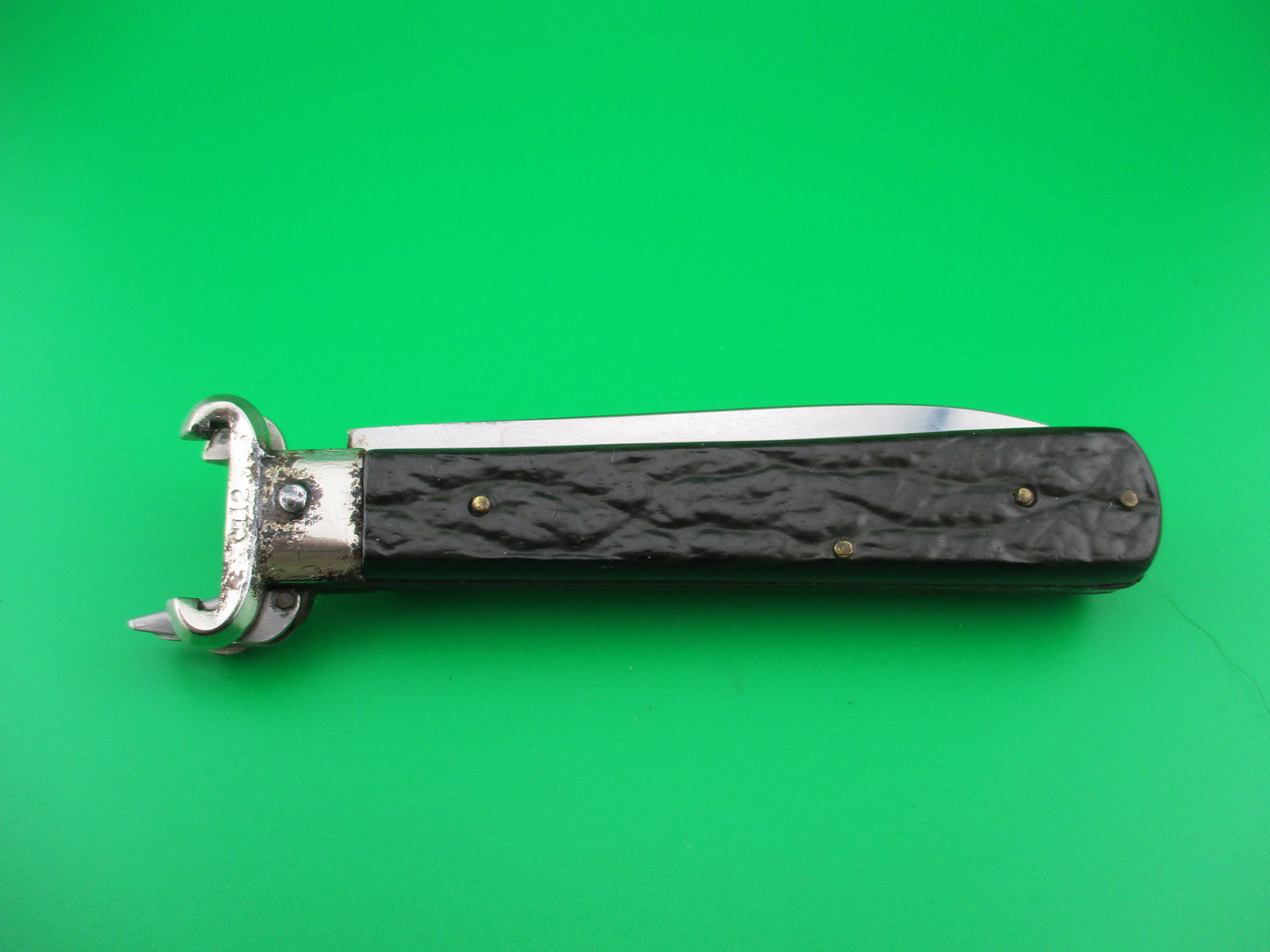 z MASERIN & DE NARDO INOX MANIAGO 21cm Italian Shell Puller Fulcrum Black switchblade