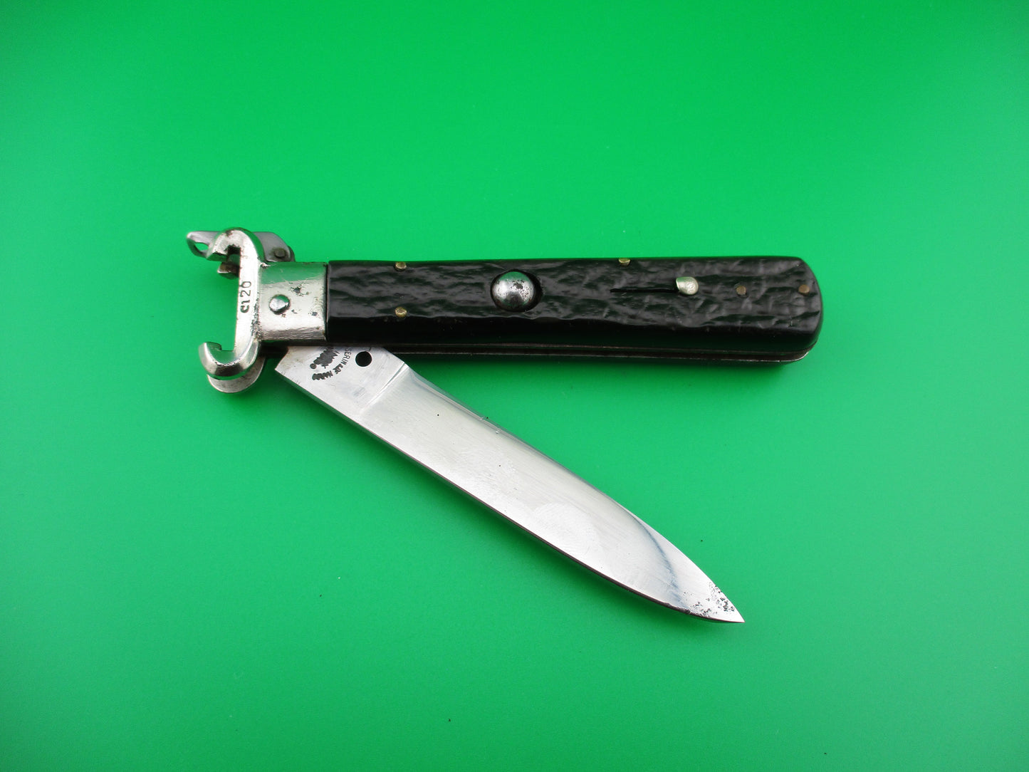 z MASERIN & DE NARDO INOX MANIAGO 21cm Italian Shell Puller Fulcrum Black switchblade