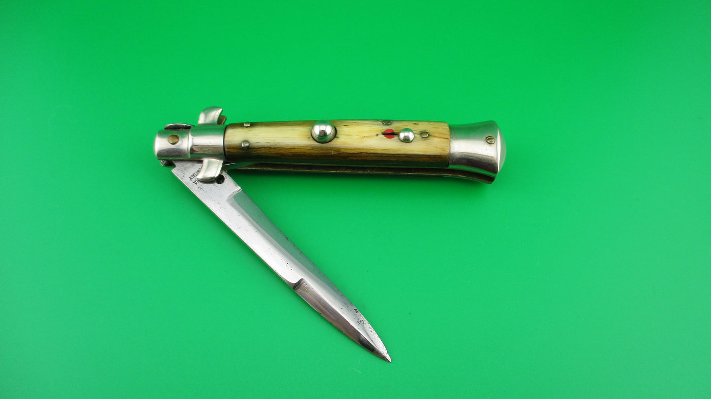 z CORICAMA 20cm Italian Picklock Horn Red Dot safety switchblade knife
