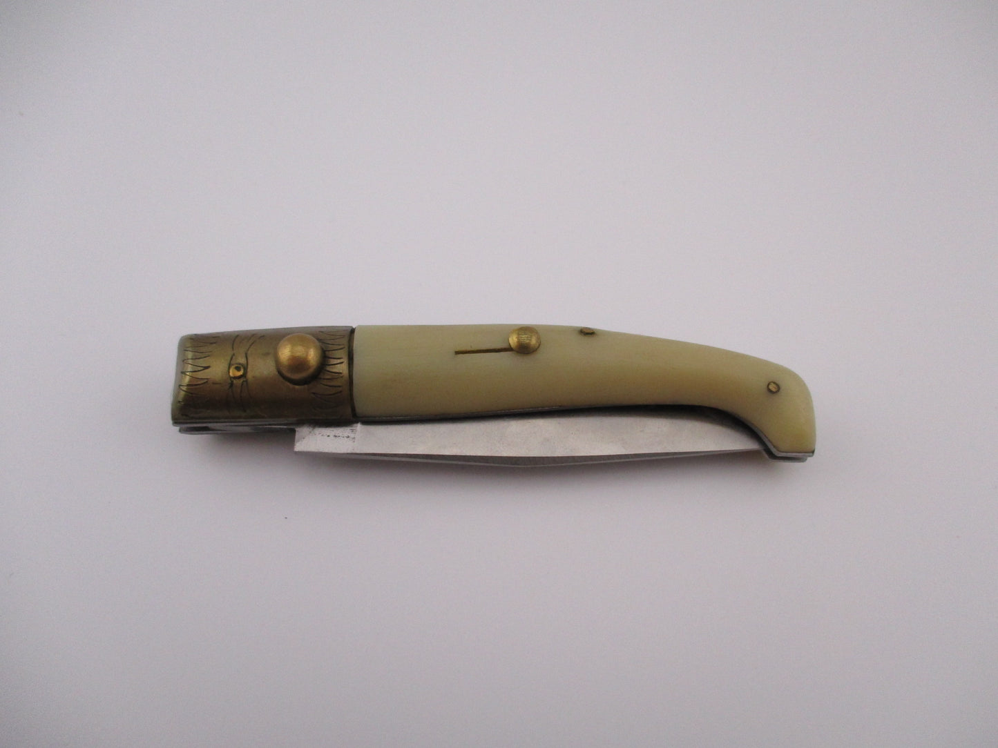 Jndiana PATENT 18cm Pattada Italian Birds head Horn brass switchblade knife