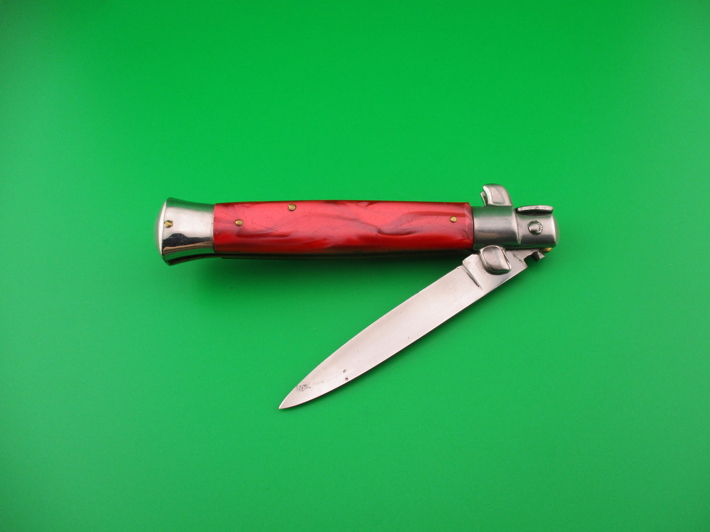Crown Scimitar 21cm Italian ERN Swivel bolster Red Pearlex vintage automatic knife