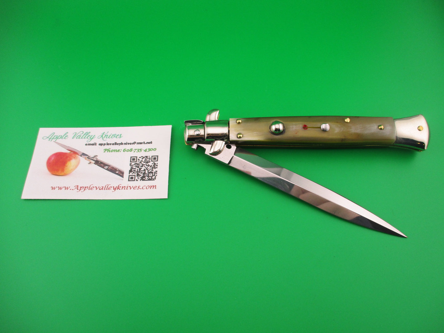 FRANK B ITALY 28cm Italian Picklock Stiletto Dagger Horn Red dot automatic knife