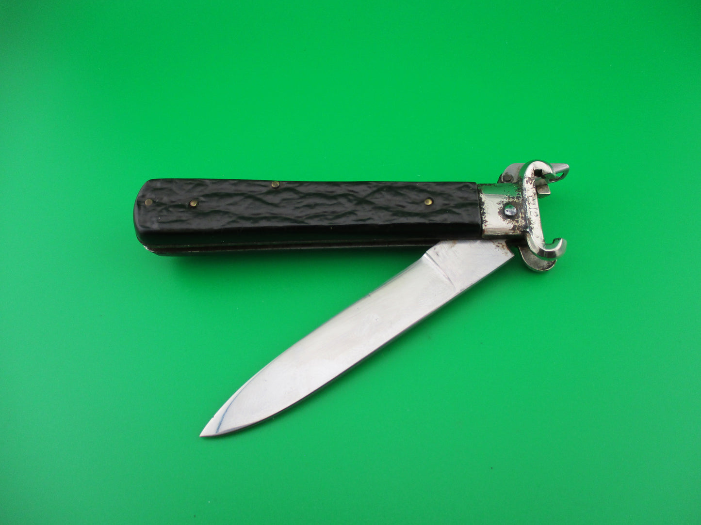 z MASERIN & DE NARDO INOX MANIAGO 21cm Italian Shell Puller Fulcrum Black switchblade