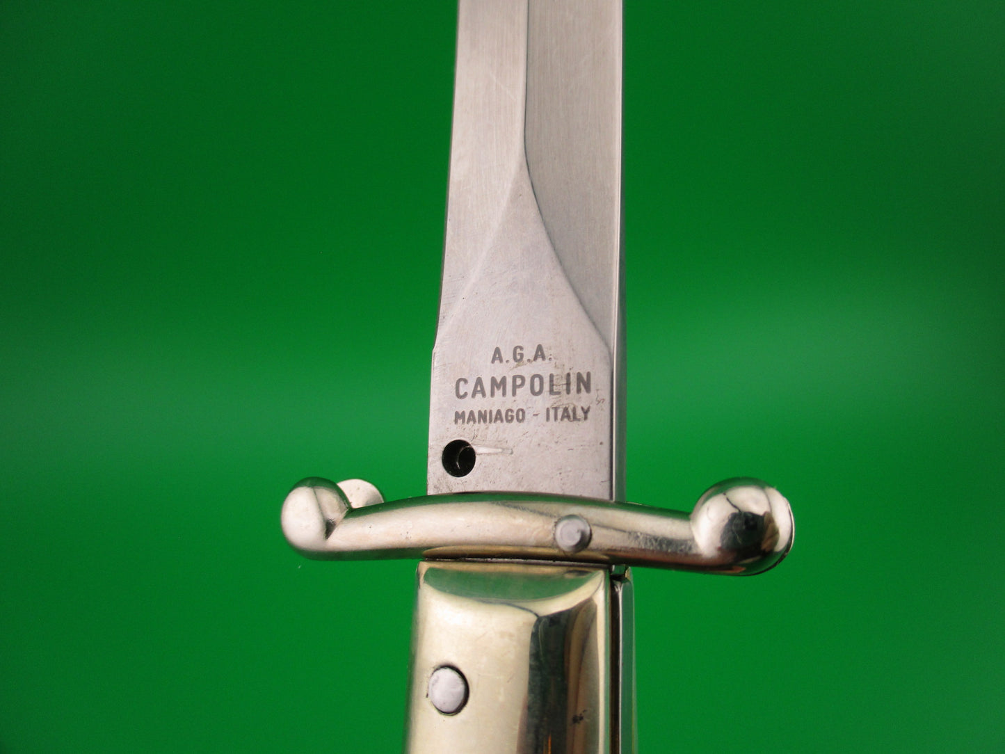 AGA CAMPOLIN MANIAGO ITALY 23cm Italian Swing Guard Dagger w Skull automatic