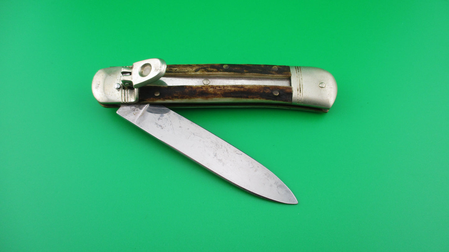 ROSTFREI KISSING CRANE 11cm German Lever Stag vintage automatic knife