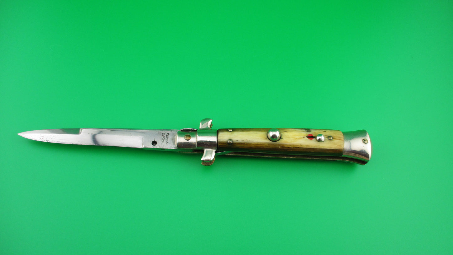 z CORICAMA 20cm Italian Picklock Horn Red Dot safety switchblade knife