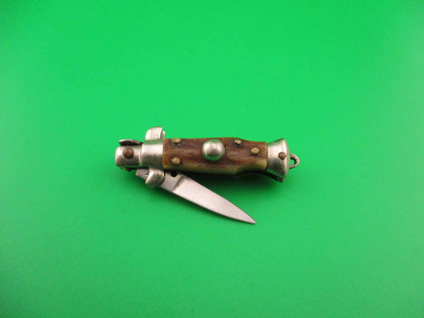 INOX 7cm Italian Mini Picklock Stag 4 pin vintage automatic knife