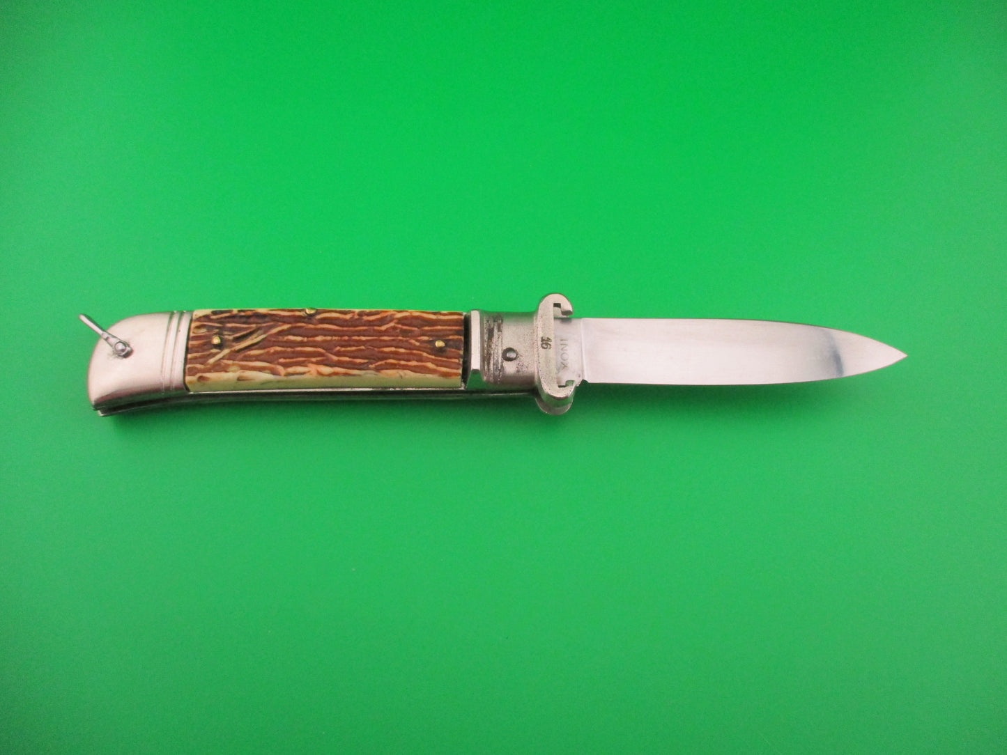 DELBENA & FIGLI MANIAGO 20cm Italian Shell Puller Lever Faux Stag automatic knife