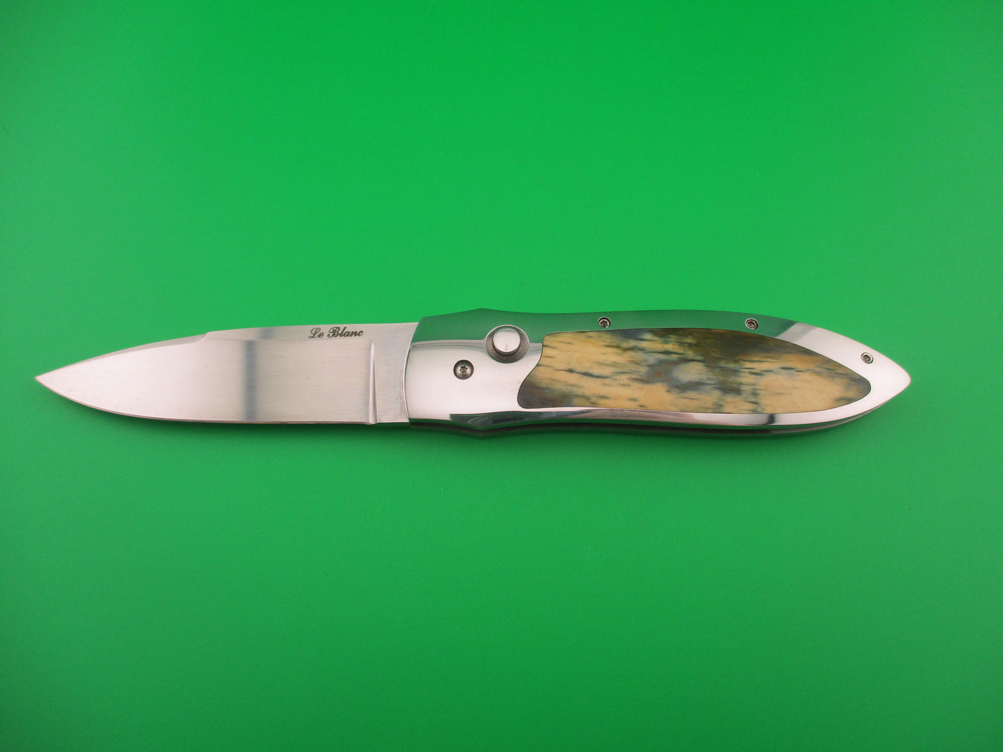 Le Blanc Custom 7 1/8" Interframe Mammoth Ivory automatic knife