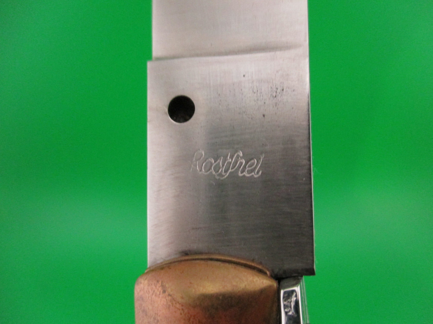 Rostfrei 45cm Italian Stiletto Wood/Brass 18 inch Swivel bolster automatic knife