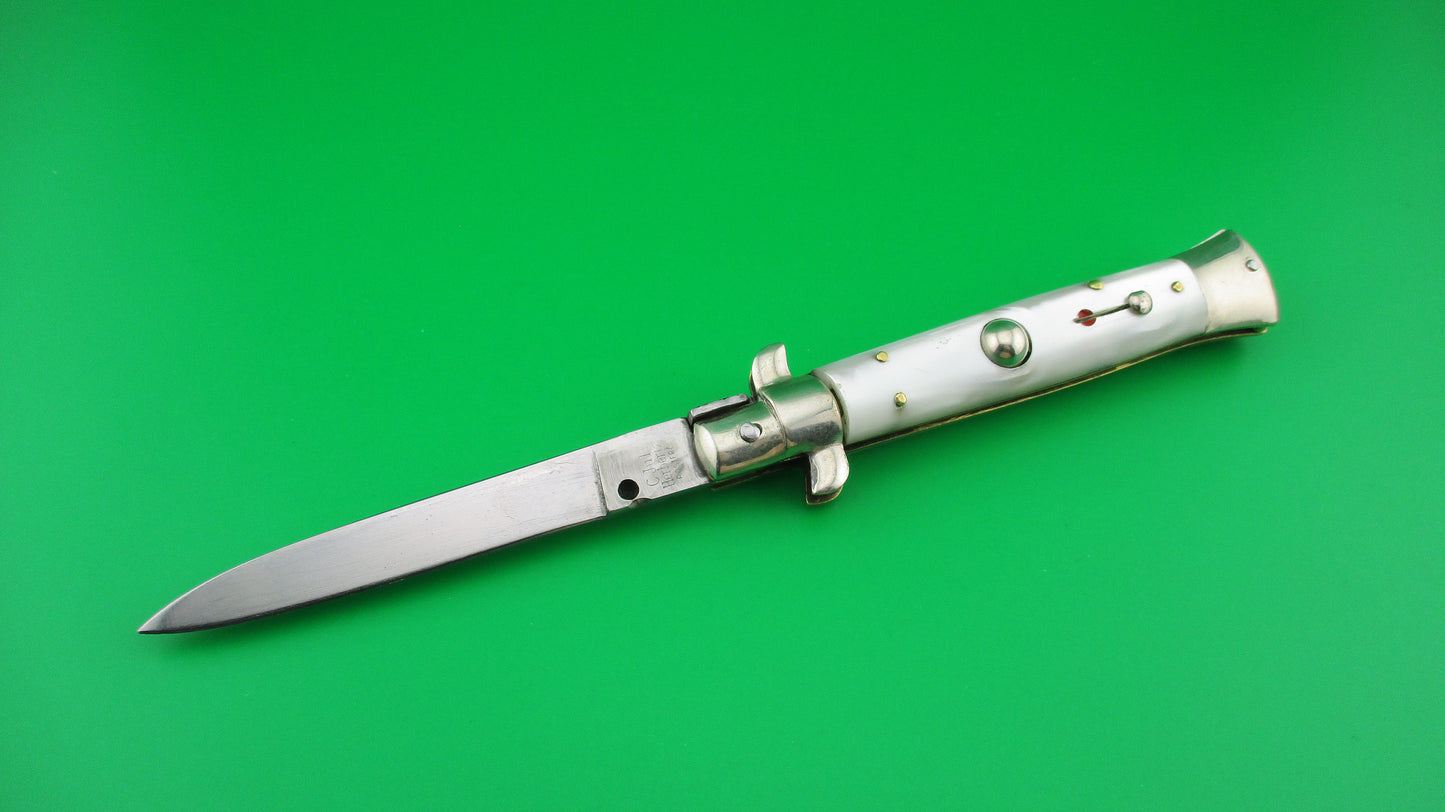 C JUL HERBERTZ ROSTFREI 20cm Italian Transitional Pearlex Stiletto switchblade Red Dot