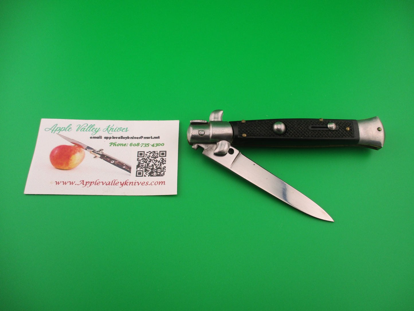 C JUL HERBERTZ 21cm Italian stiletto Black checkered scaled vintage automatic knife