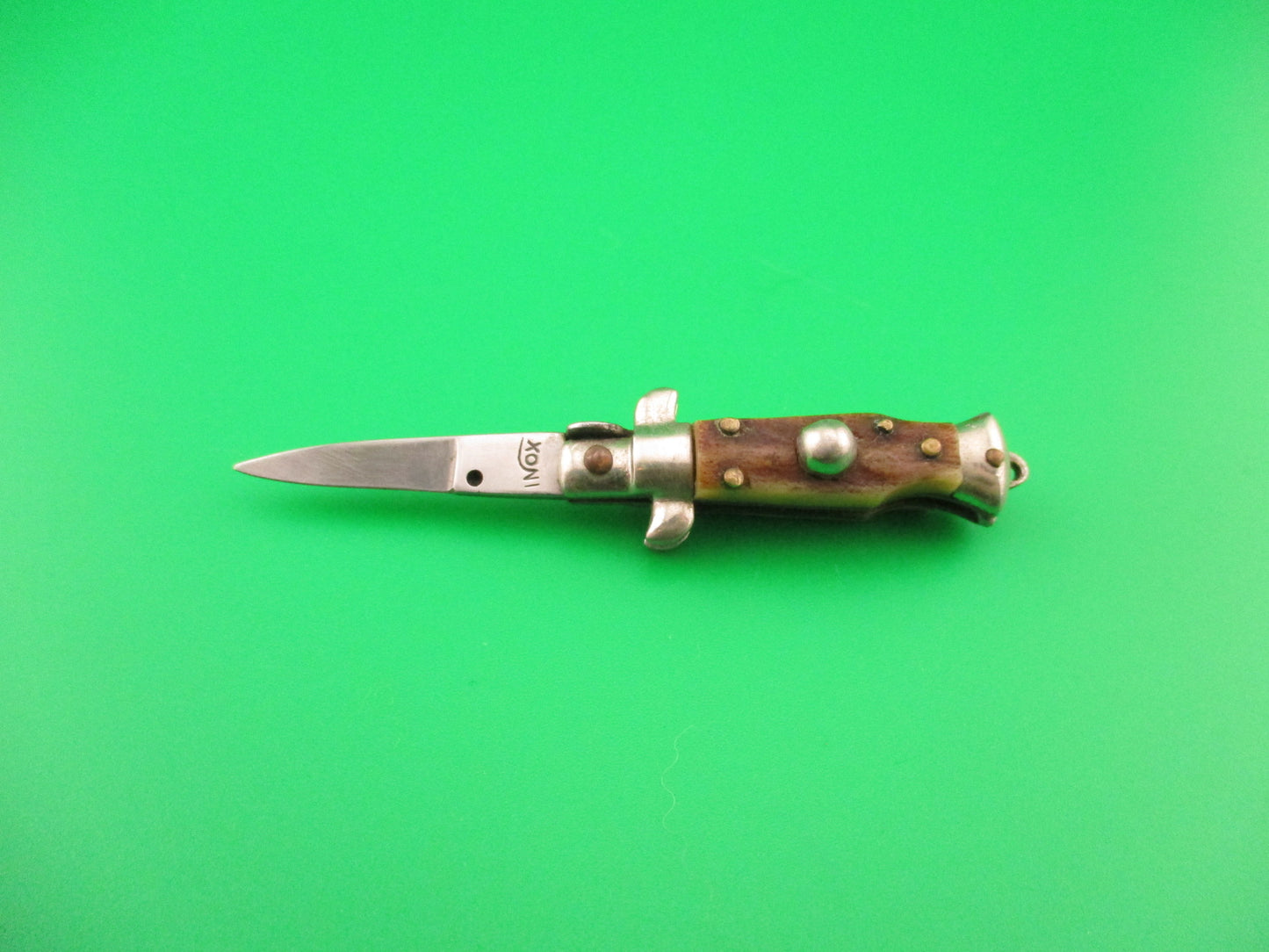 INOX 7cm Italian Mini Picklock Stag 4 pin vintage automatic knife