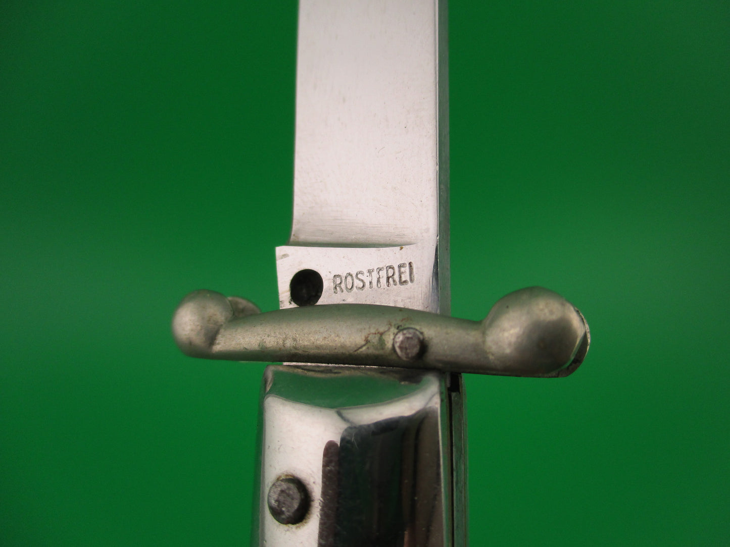 ROSTFREI (slant) 19cm Italian Swing guard Stag vintage lockback automatic knife