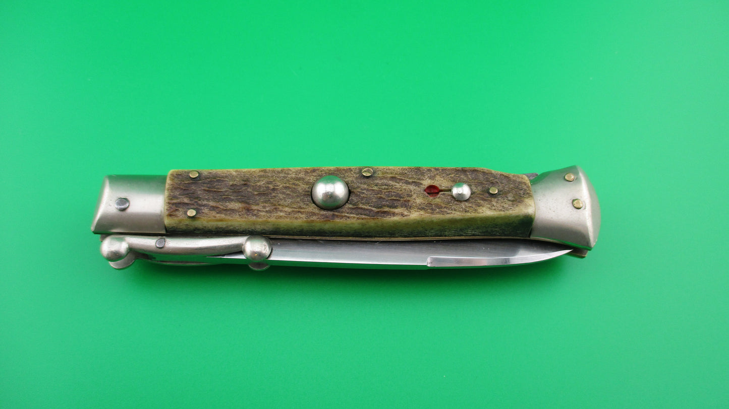 MADE IN ITALY INOXID 21cm Italian Stag Swing guard 60s vintage switchblade knife