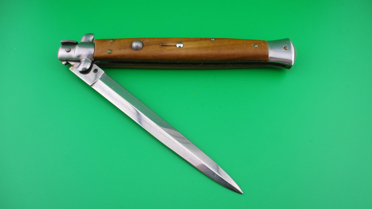 AKC 33cm Italian Stiletto Dagger Olive wood swivel bolster switchblade knife