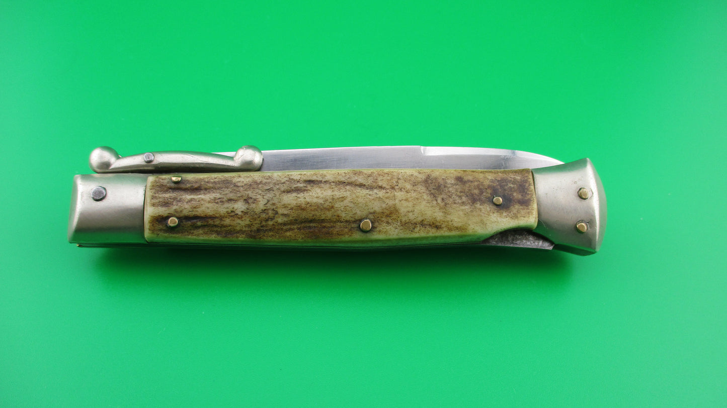 MADE IN ITALY INOXID 21cm Italian Stag Swing guard 60s vintage switchblade knife
