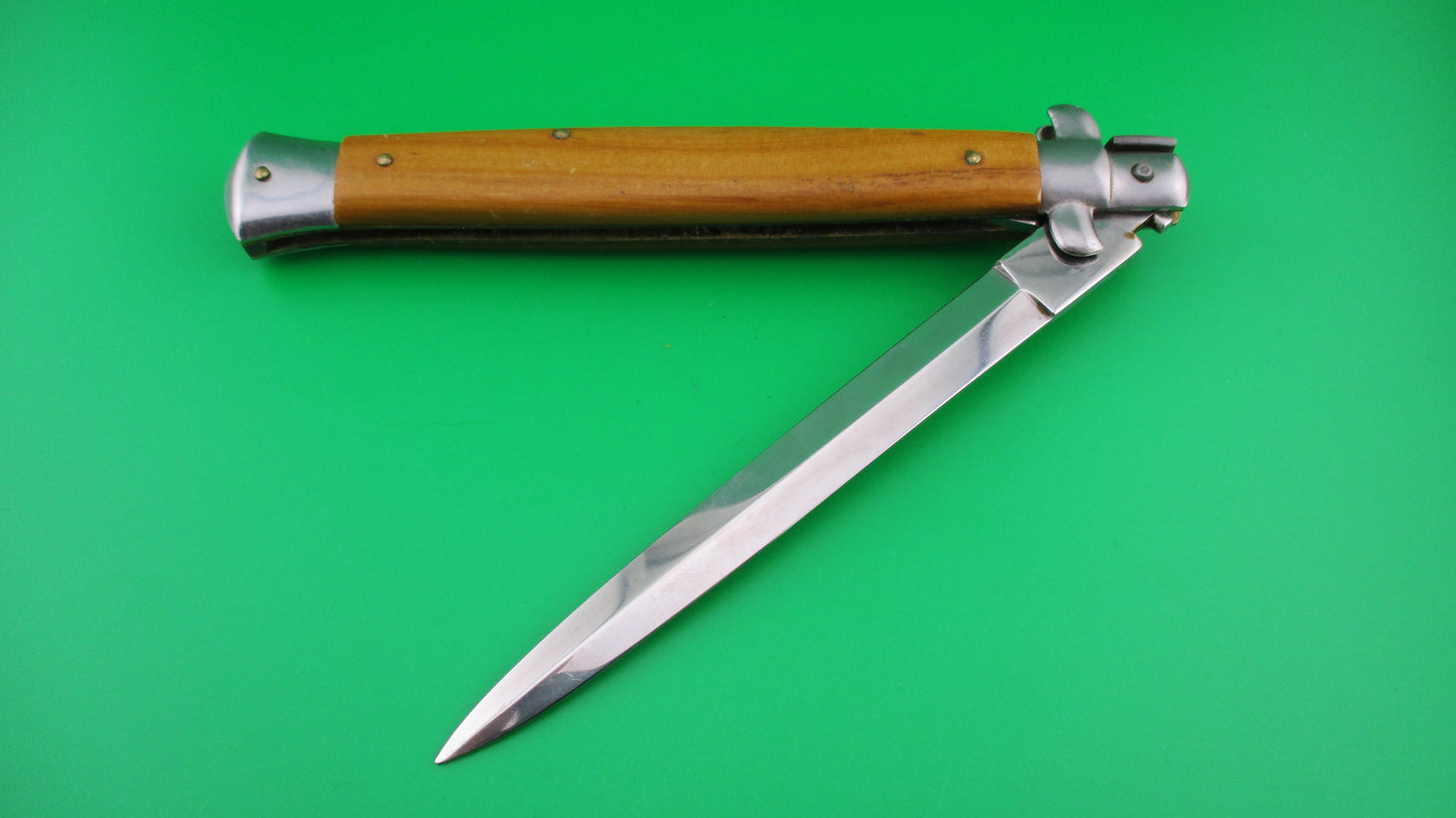 AKC 33cm Italian Stiletto Dagger Olive wood swivel bolster switchblade knife