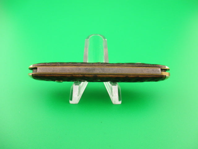 SCHRADE CUT CO Early Large Double 7503 Bone tip bolster antique automatic knife