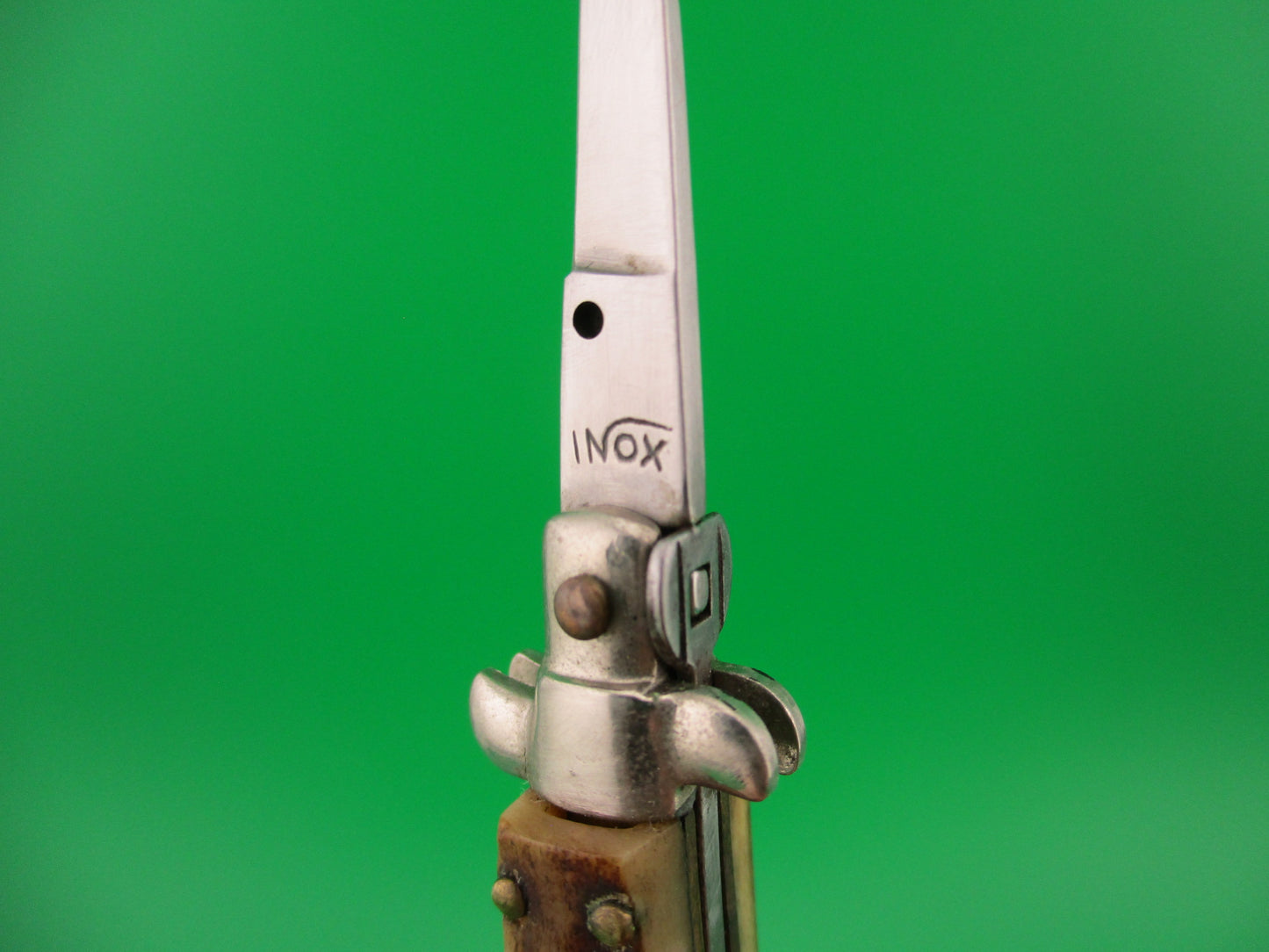 INOX 7cm Italian Mini Picklock Stag 4 pin vintage automatic knife