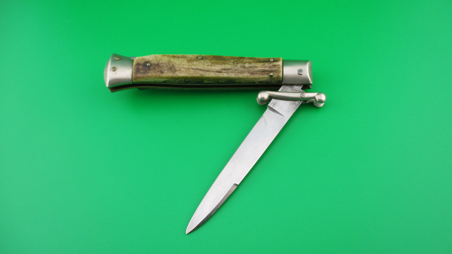 MADE IN ITALY INOXID 21cm Italian Stag Swing guard 60s vintage switchblade knife