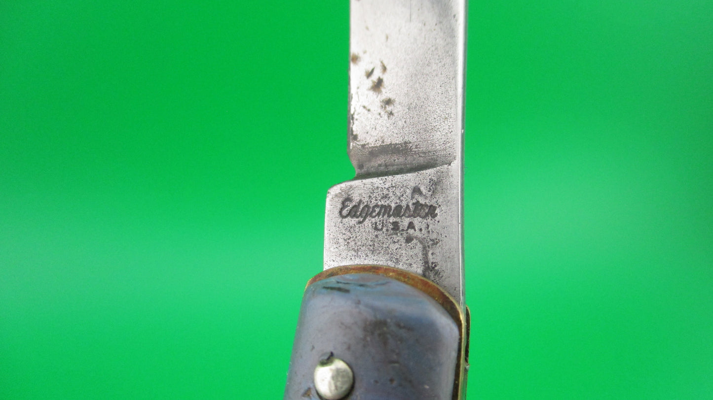 Edgemaster Fishtail Blue Multi color swirl 1950s vintage switchblade knife