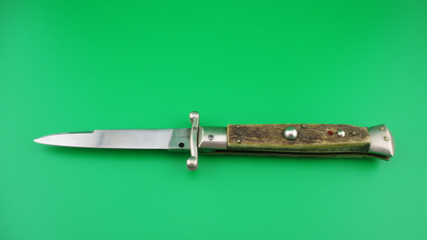 MADE IN ITALY INOXID 21cm Italian Stag Swing guard 60s vintage switchblade knife