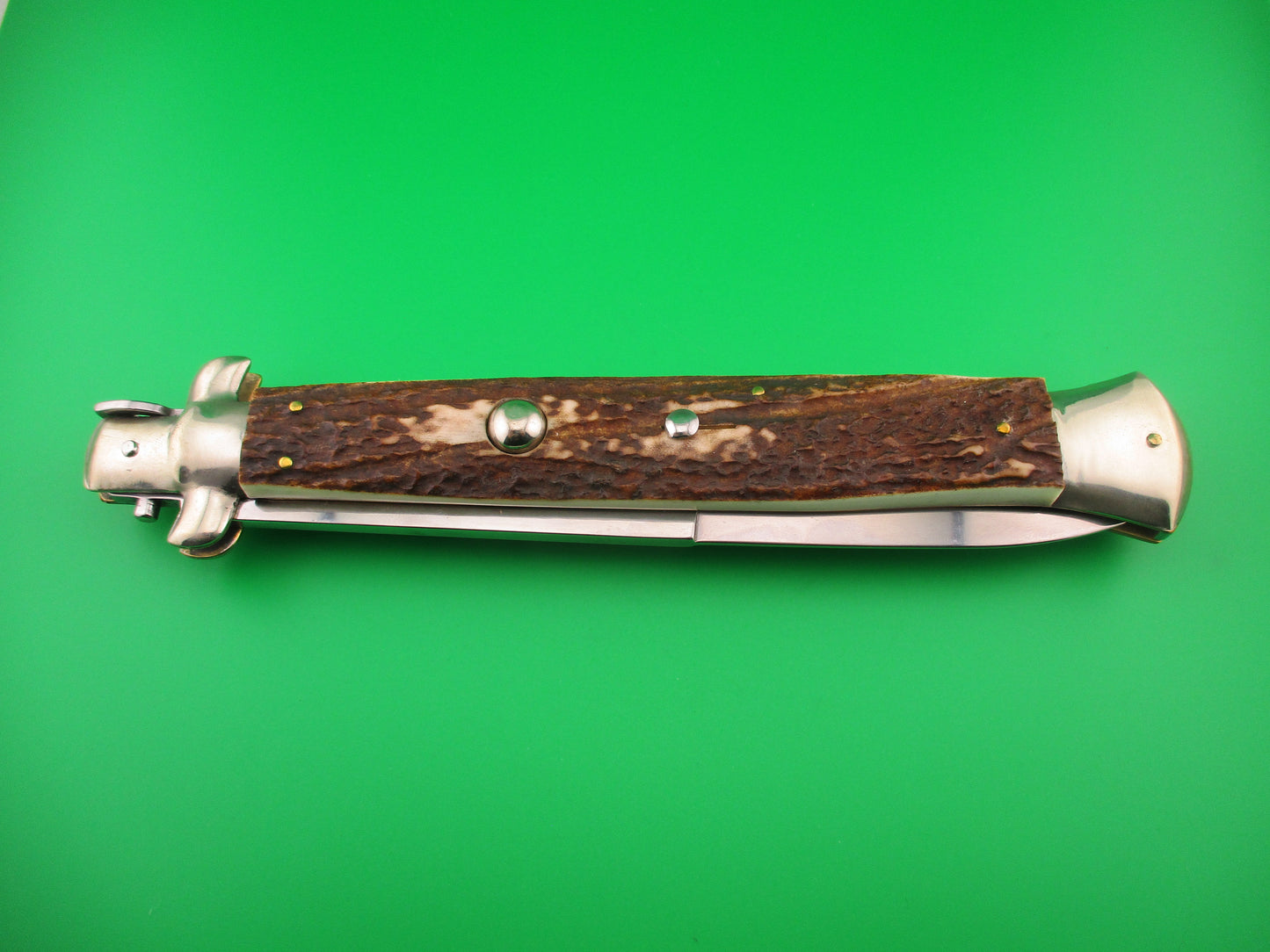 AGA CAMPOLIN ITALY 45cm Italian Picklock Stag stiletto 18 inch automatic knife