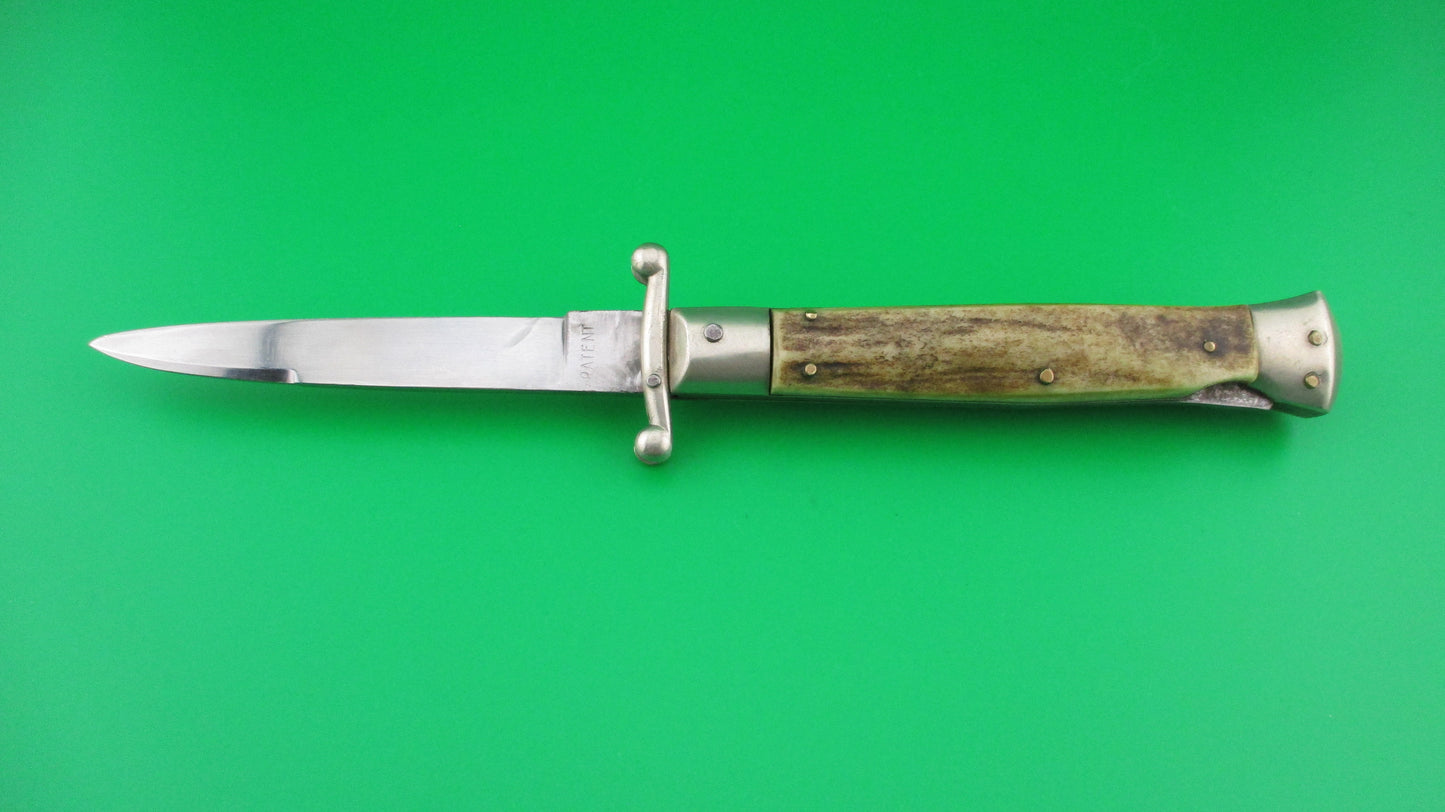 MADE IN ITALY INOXID 21cm Italian Stag Swing guard 60s vintage switchblade knife