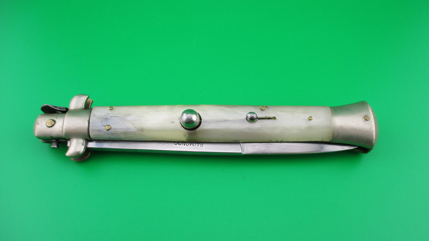 RAIMONDO SPRING ROSTFREI 28cm Italian Picklock Vintage 1950s automatic knife Pearlescent horn