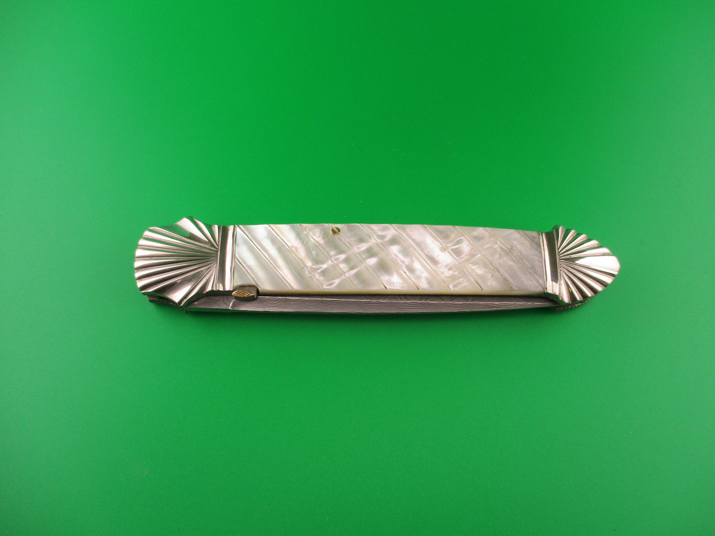 KAS Ken Steigerwalt Custom MOP & Damascus Sea Shell bolster automatic knife