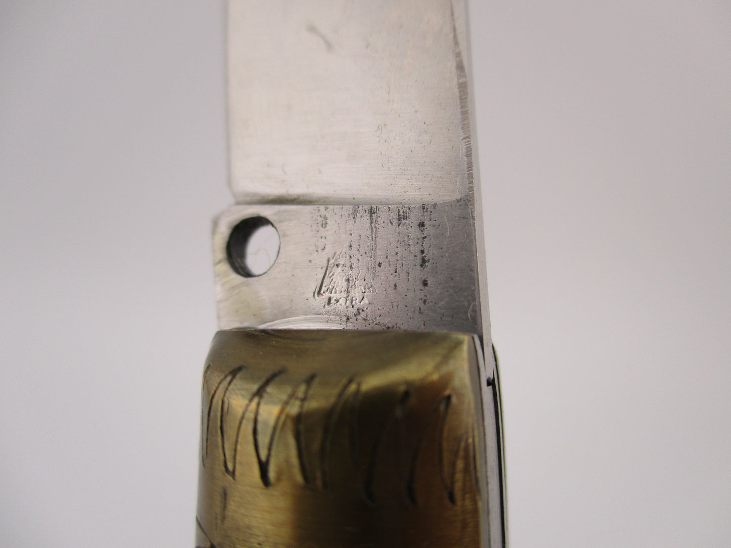 Jndiana PATENT 18cm Pattada Italian Birds head Horn brass switchblade knife