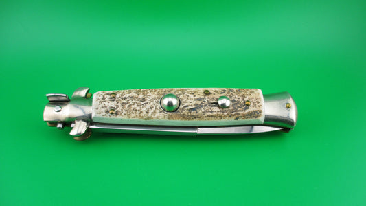 z RENZO PASCOTTO 25cm Italian Maniago Picklock Moose stag automatic knife