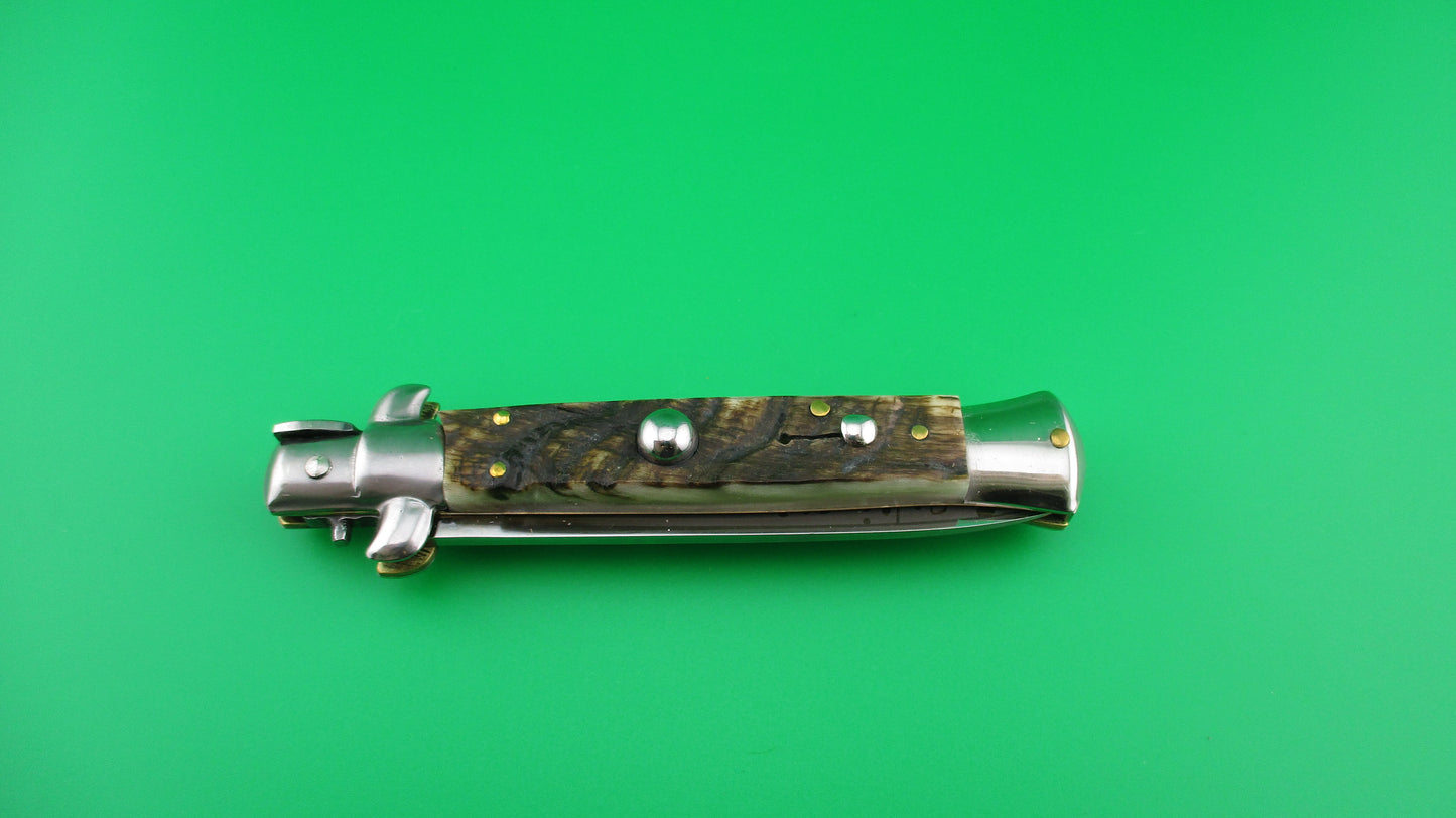 INOX 20cm Italian Stiletto Vendetta Corsa Rams horn automatic knife