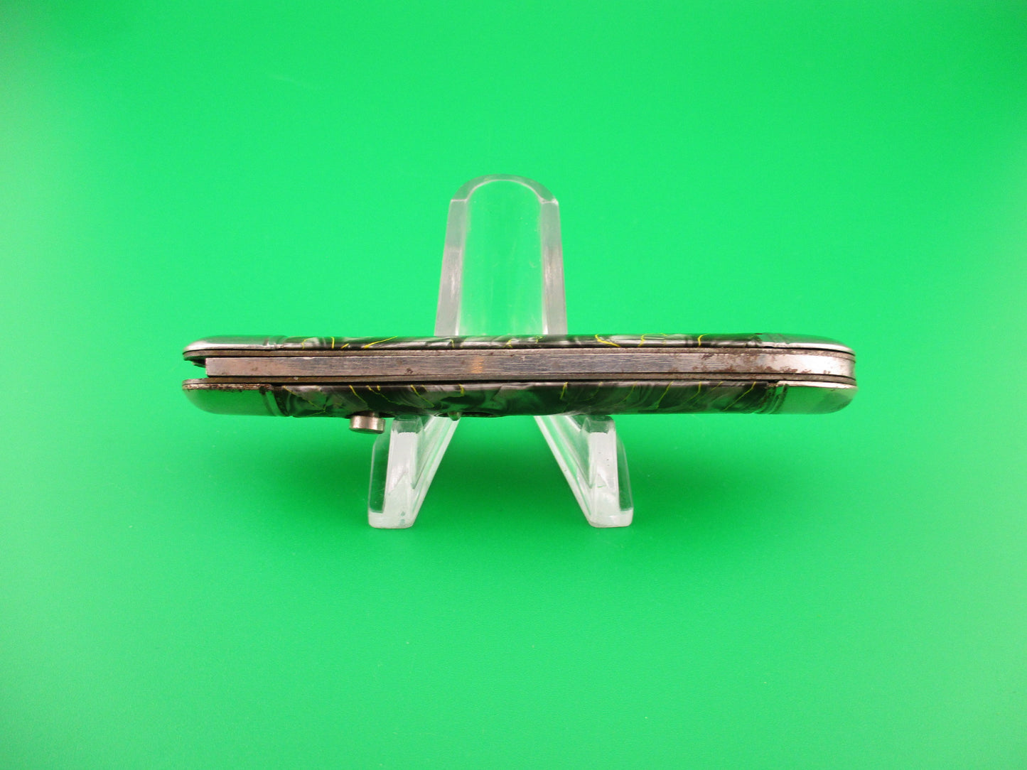 Hammer Brand Imperial Serpentine Jack Silver pearl Yellow streaks switchblade knife