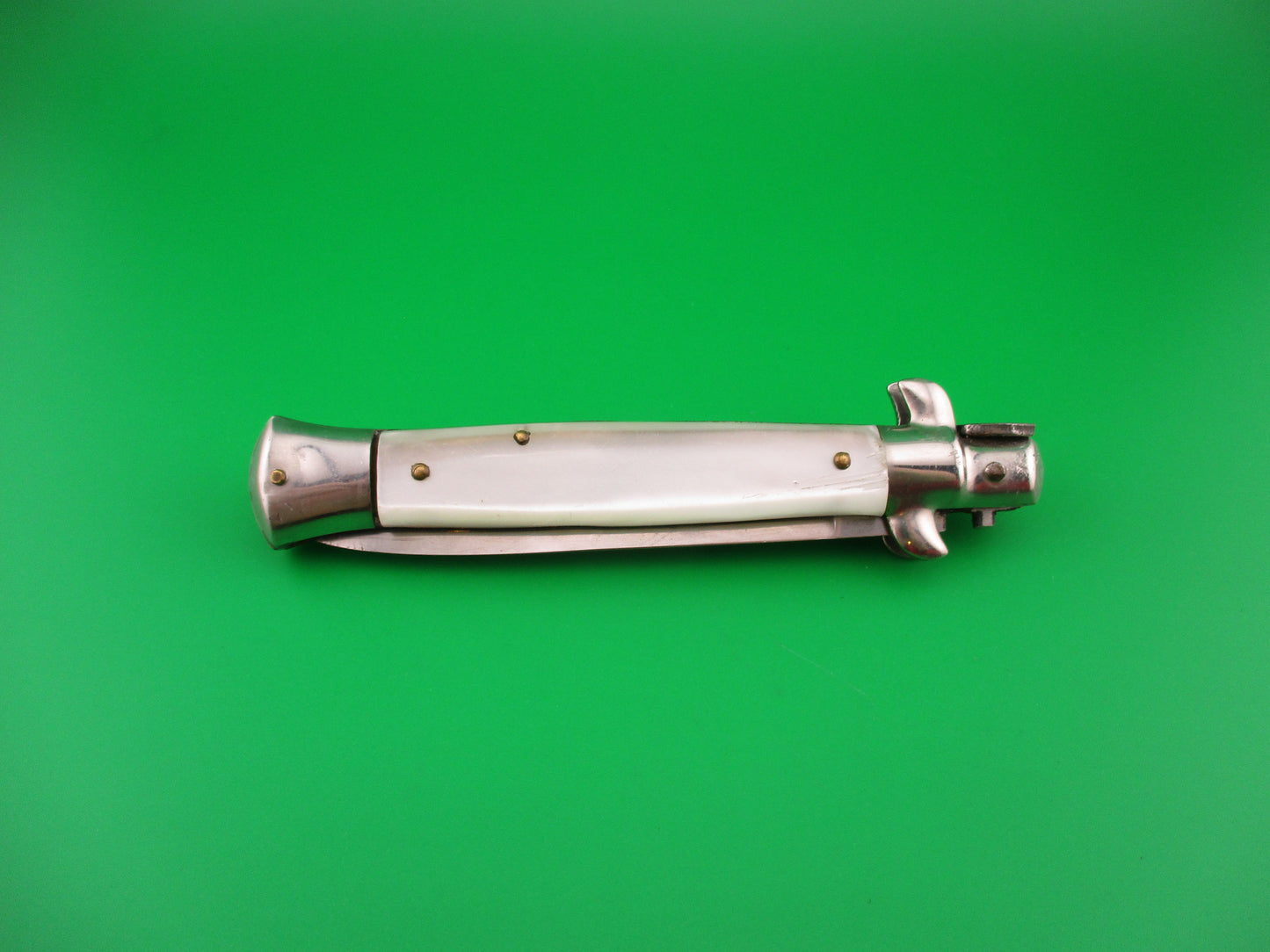 INOX 22cm Italian Stiletto Pearlex Swivel bolster vintage automatic knife