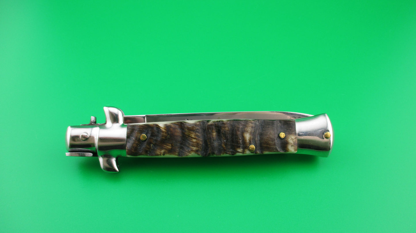 INOX 20cm Italian Stiletto Vendetta Corsa Rams horn automatic knife