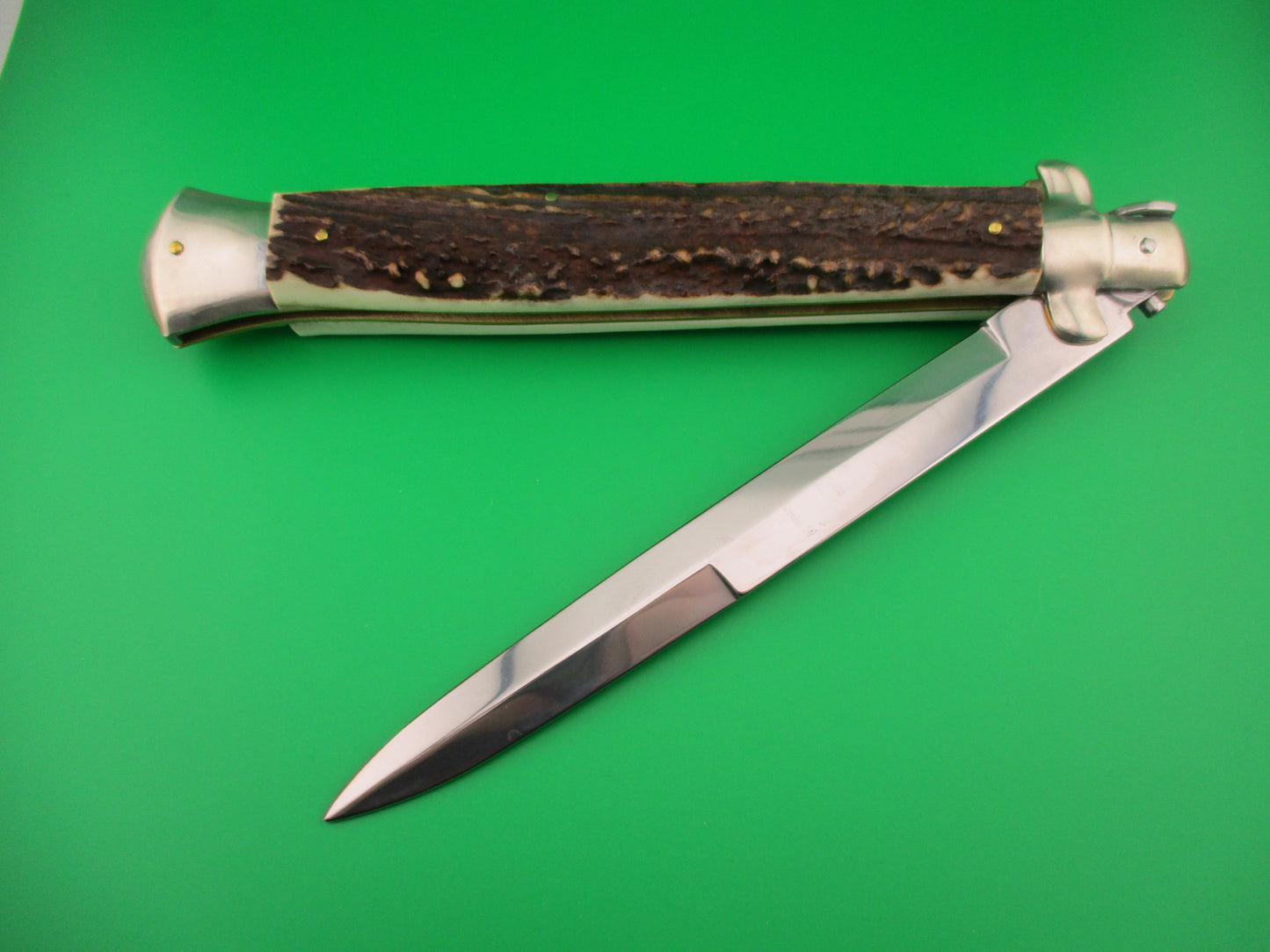 AGA CAMPOLIN ITALY 45cm Italian Picklock Stag stiletto 18 inch automatic knife