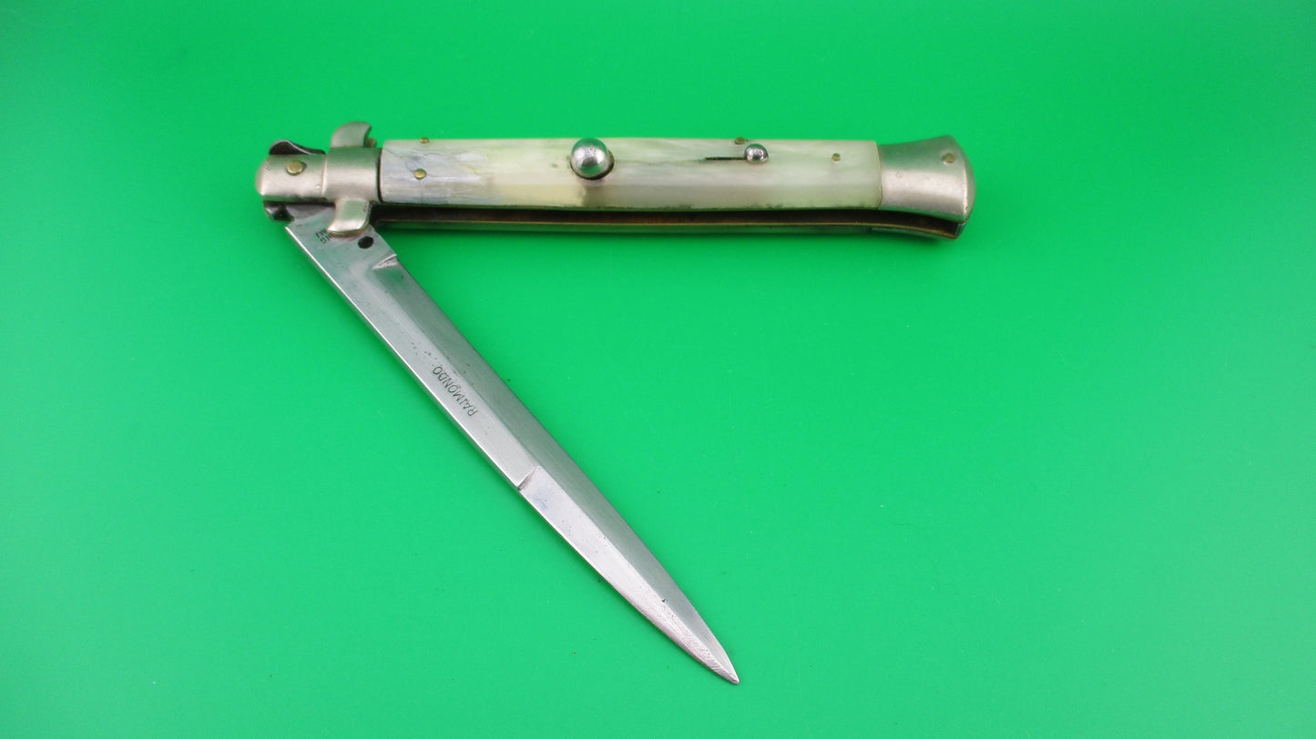 RAIMONDO SPRING ROSTFREI 28cm Italian Picklock Vintage 1950s automatic knife Pearlescent horn