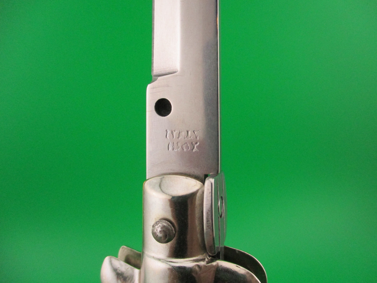 ITALY INOX 23cm Italian Stiletto Swivel Bolster vintage Green pearl automatic knife